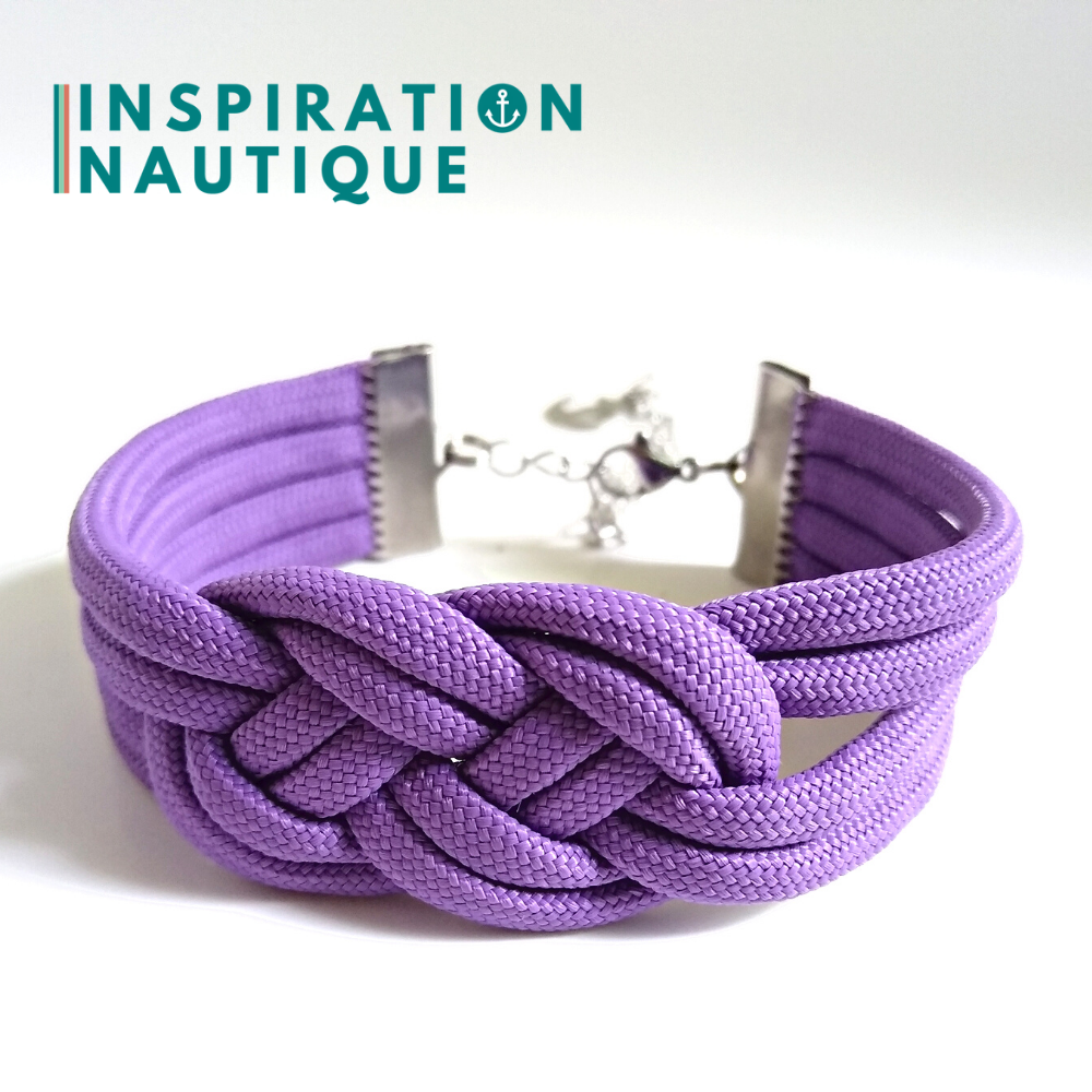 Bracelet marin avec noeud de carrick double, en paracorde 550 et acier inoxydable, Lilas, Medium