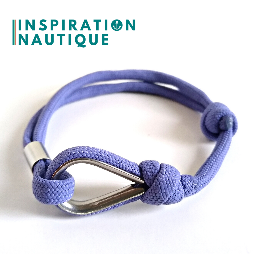 Bracelet marin avec cosse et noeud de pêcheur, Lavande mauve
