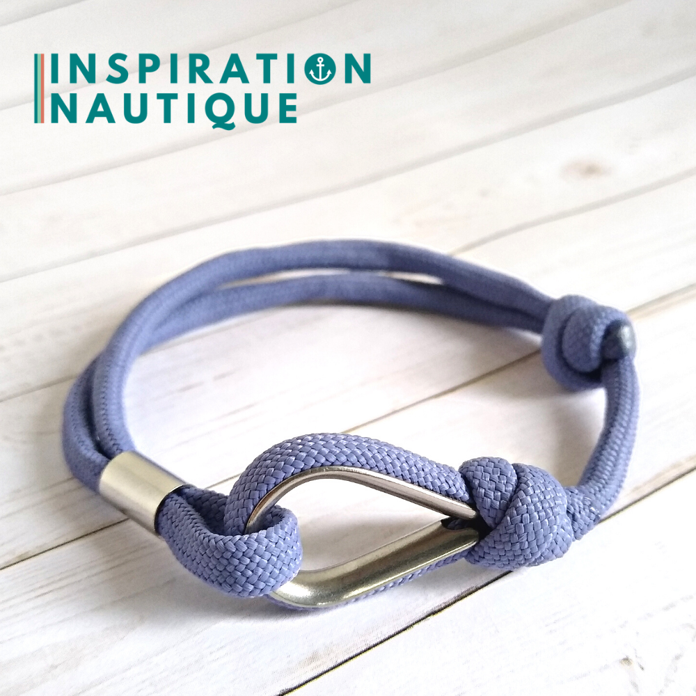 Bracelet marin avec cosse et noeud de pêcheur, Lavande mauve