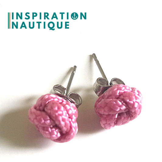 Boucles d'oreilles Noeud de sifflet de bosco, Lavande rose