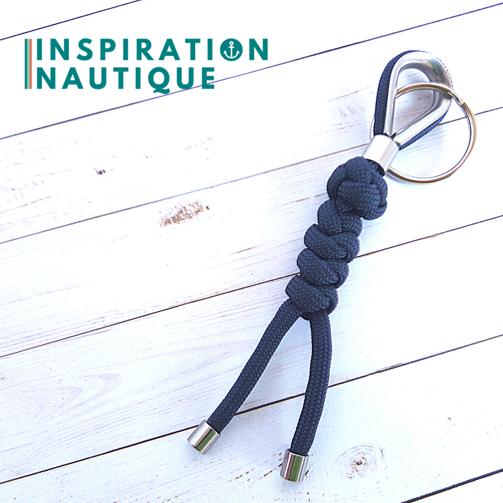 Porte-clé noeud de sifflet de bosco et noeud de serpent, marine