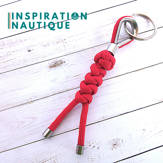 Porte-clé noeud de sifflet de bosco et noeud de serpent, rouge