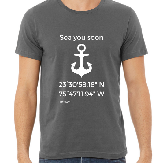 T-shirt unisexe : Sea you soon (ancre) - Visuel blanc
