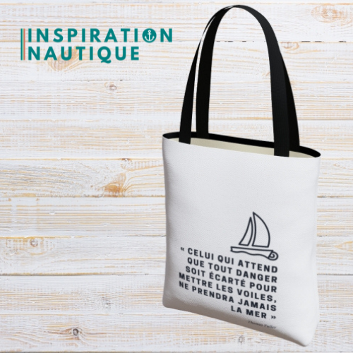 Sac fourre-tout - Celui qui attend que tout danger soit écarté... - Marine sur fond blanc