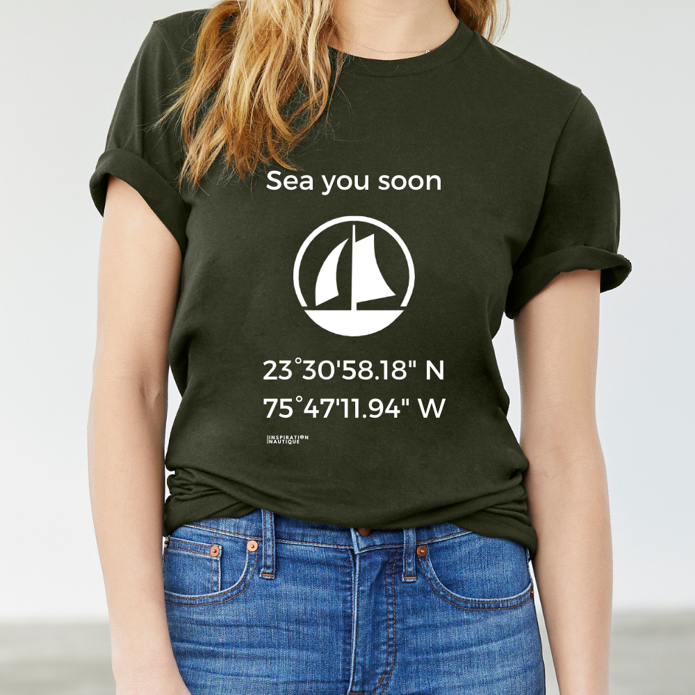 Unisex t-shirt: Sea you soon (sailing boat) - White visual