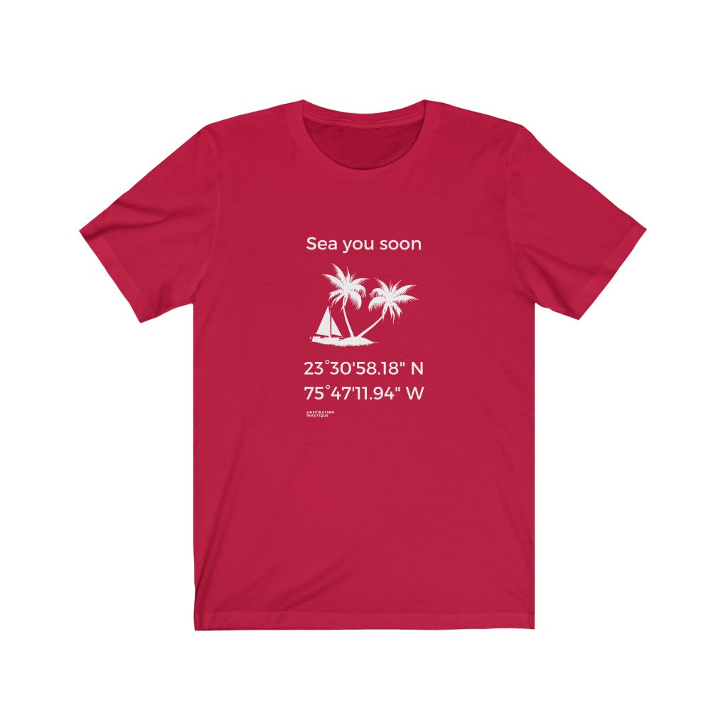 Unisex t-shirt: Sea you soon (sailing boat and island) - White visual