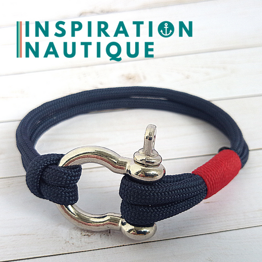 Bracelet marin avec manille pour homme ou femme en paracorde 550 et acier inoxydable