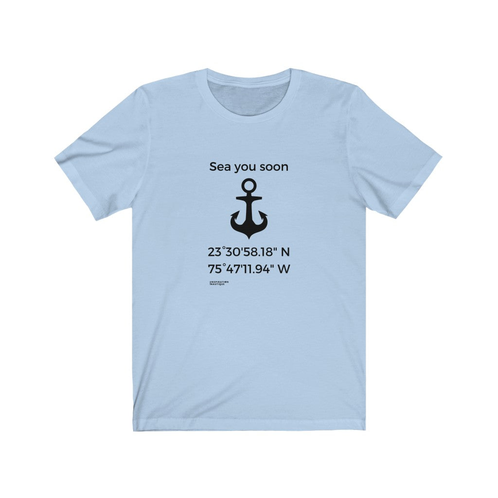 T-shirt unisexe : Sea you soon (ancre) - Visuel noir