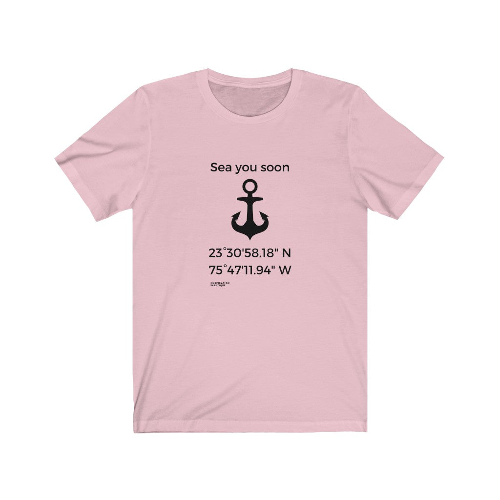 T-shirt unisexe : Sea you soon (ancre) - Visuel noir