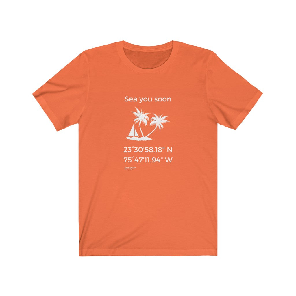 Unisex t-shirt: Sea you soon (sailing boat and island) - White visual