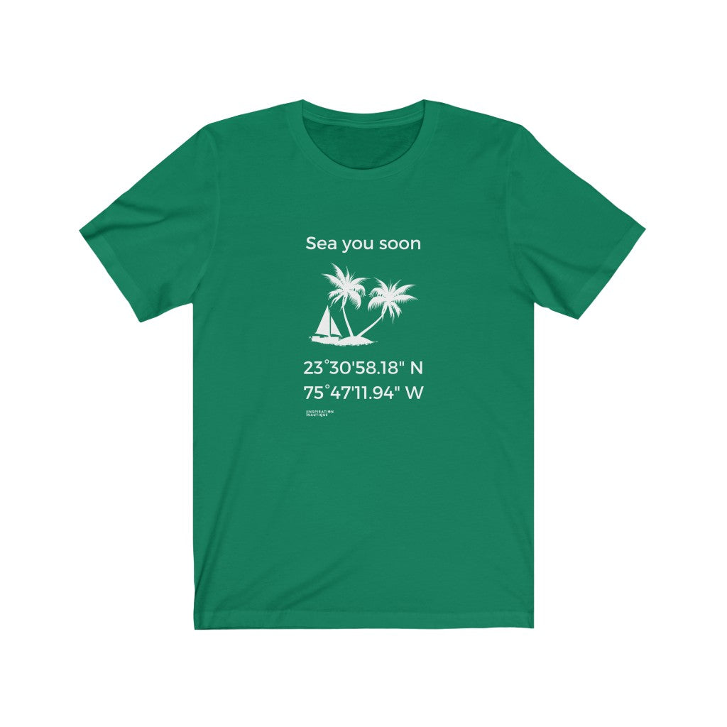 Unisex t-shirt: Sea you soon (sailing boat and island) - White visual