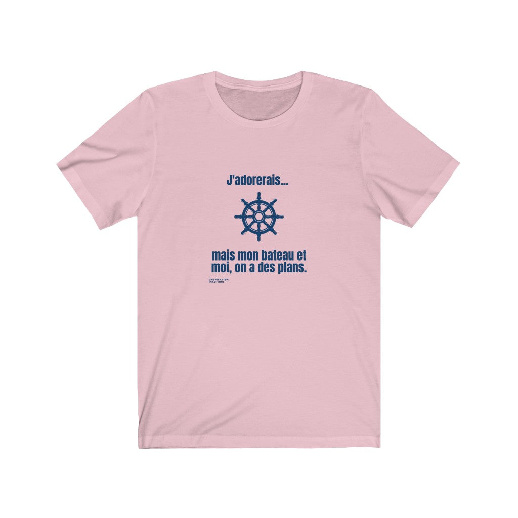 T-shirt unisexe : J'adorerais... mais mon bateau et moi, on a des plans (roue) - Visuel marine