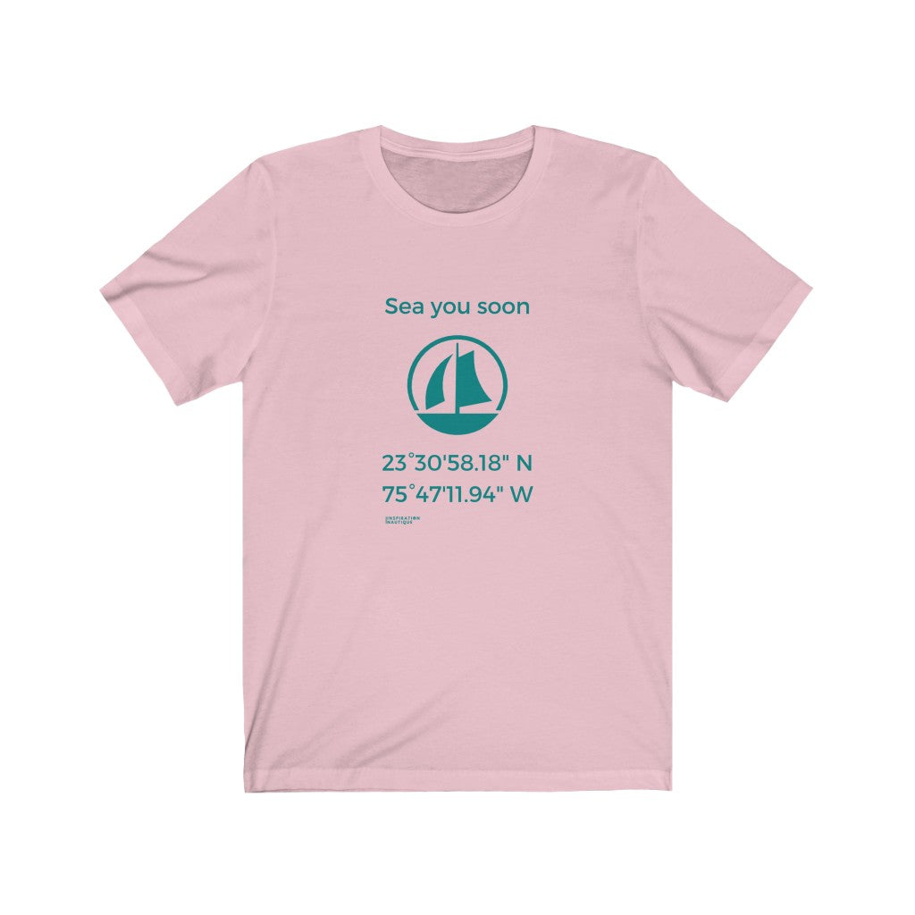 Unisex t-shirt: Sea you soon (sailing boat) - Teal visual