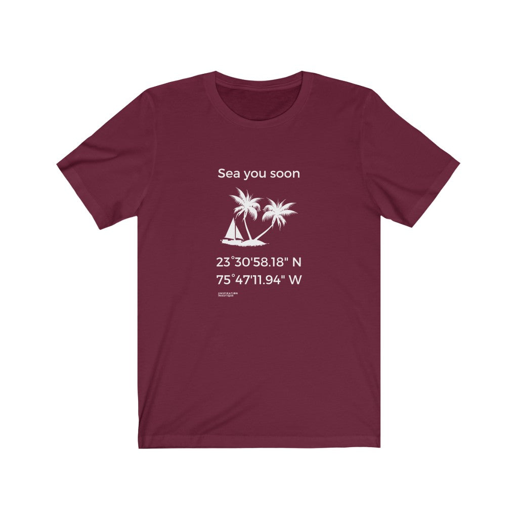 Unisex t-shirt: Sea you soon (sailing boat and island) - White visual
