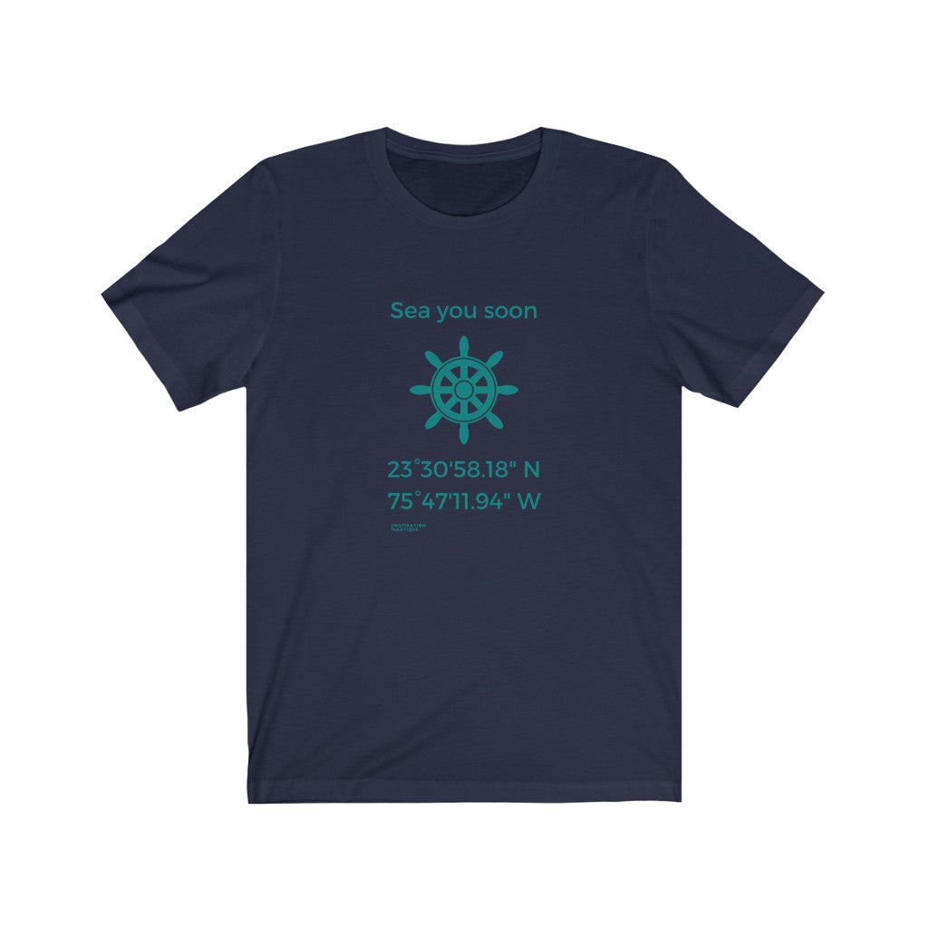 Unisex t-shirt: Sea you soon (wheel) - Teal visual