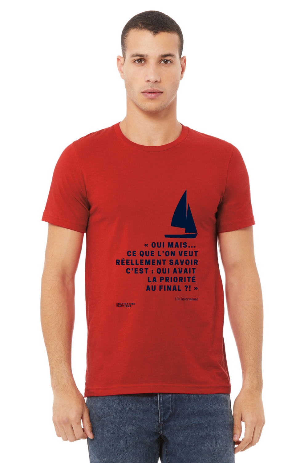 T-shirt unisexe col rond - Qui avait la priorité ? (voilier) - Visuel marine