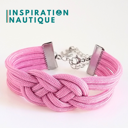 Bracelet marin avec noeud de carrick double, Rose lavande, Medium