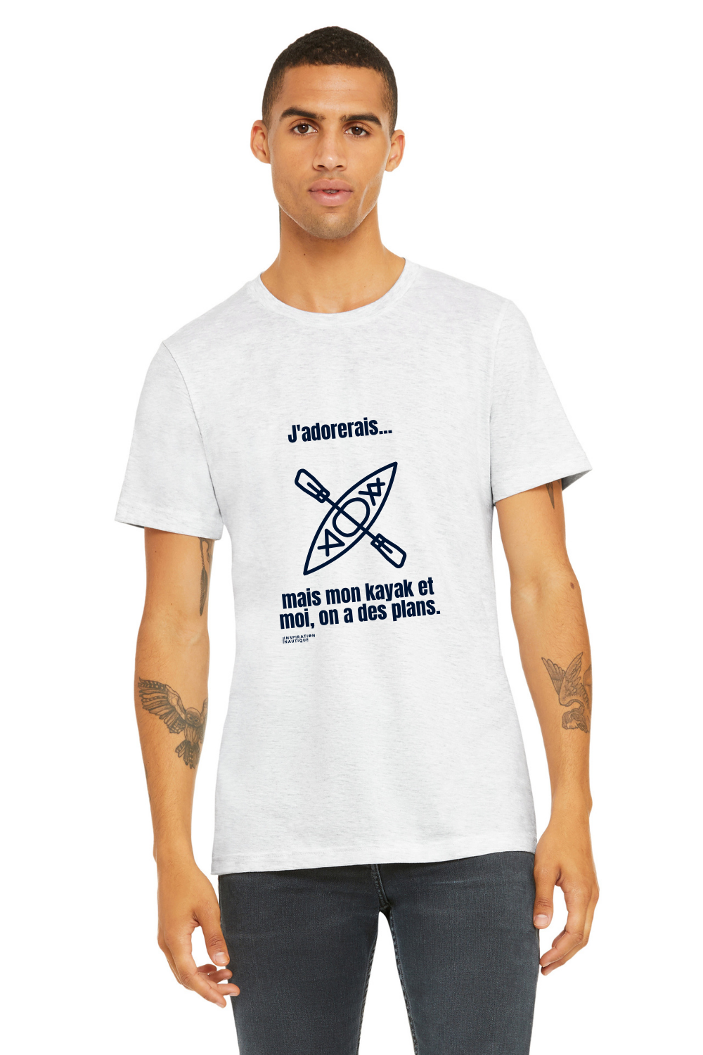 T-shirt unisexe col rond - J'adorerais... mais mon kayak et moi, on a des plans - Visuel marine