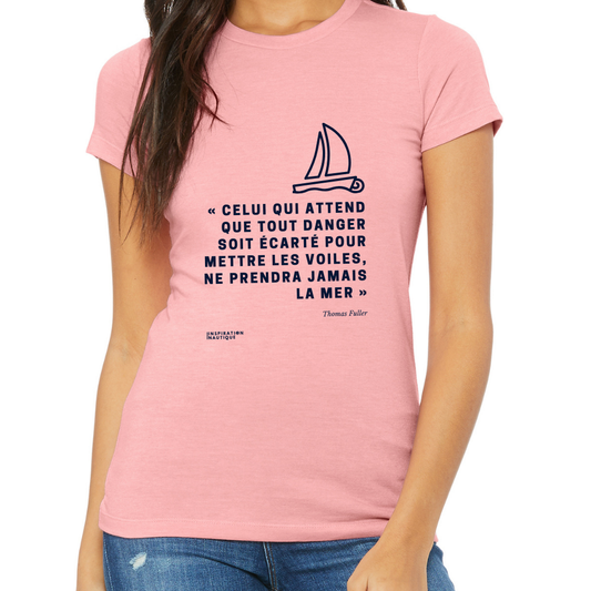 T-shirt femme - Celui qui attend... (voilier) - Visuel marine