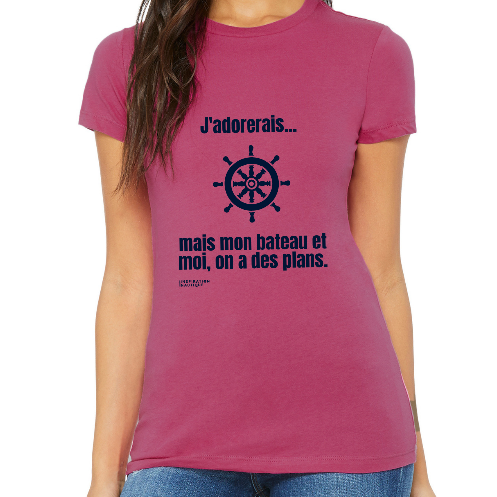 T-shirt femme - J'adorerais... mais mon bateau et moi, on a des plans (roue) - Visuel marine