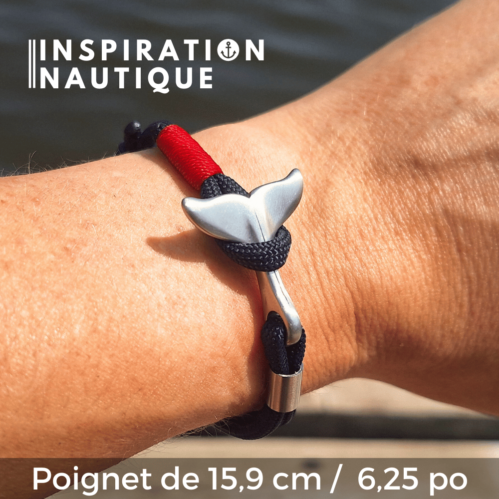 Bracelet marin avec queue de baleine en paracorde 550 et acier inoxydable, ajustable