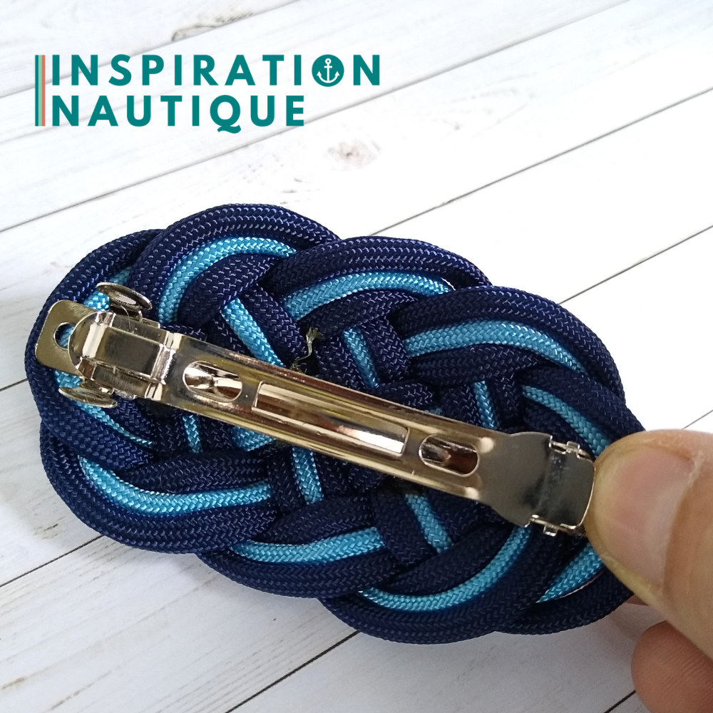 Barrette au style marin composée d'une baderne en paracorde 550, Marine et bleu pâle