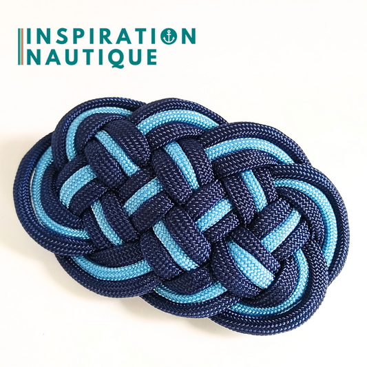 Barrette au style marin composée d'une baderne en paracorde 550, Marine et bleu pâle