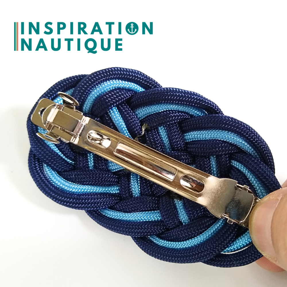 Barrette au style marin composée d'une baderne en paracorde 550, Marine et bleu pâle