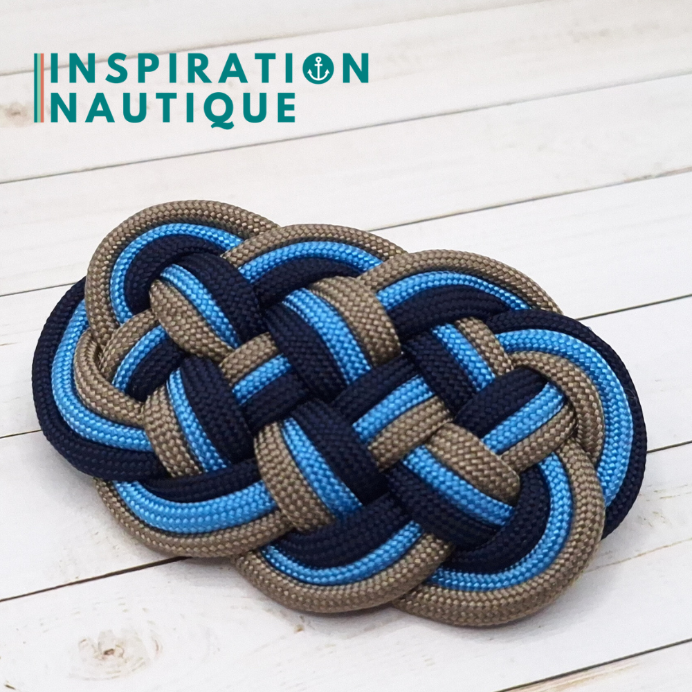 Barrette au style marin composée d'une baderne en paracorde 550, Marine, bleu pâle et sable