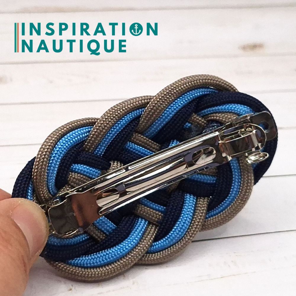 Barrette au style marin composée d'une baderne en paracorde 550, Marine, bleu pâle et sable