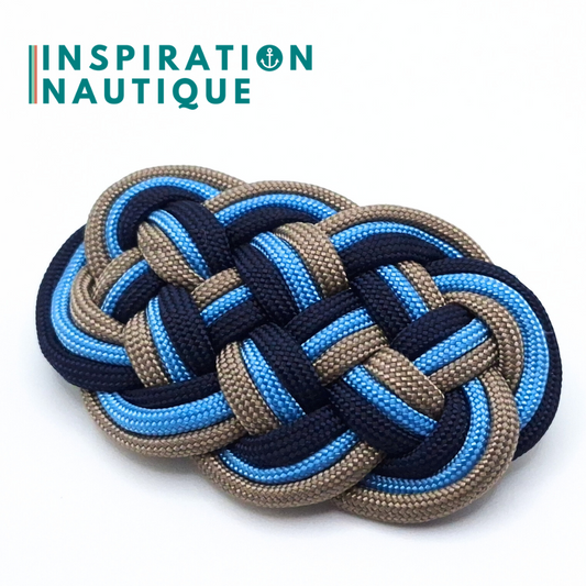 Barrette au style marin composée d'une baderne en paracorde 550, Marine, bleu pâle et sable