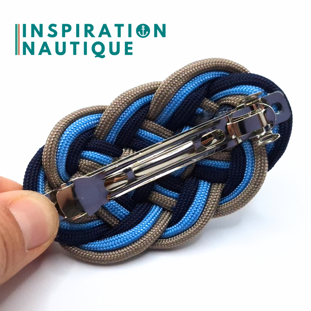 Barrette au style marin composée d'une baderne en paracorde 550, Marine, bleu pâle et sable