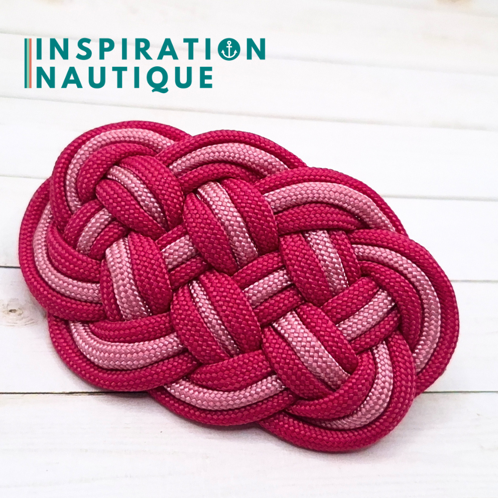 Barrette au style marin composée d'une baderne en paracorde 550, Fuchsia et rose lavande