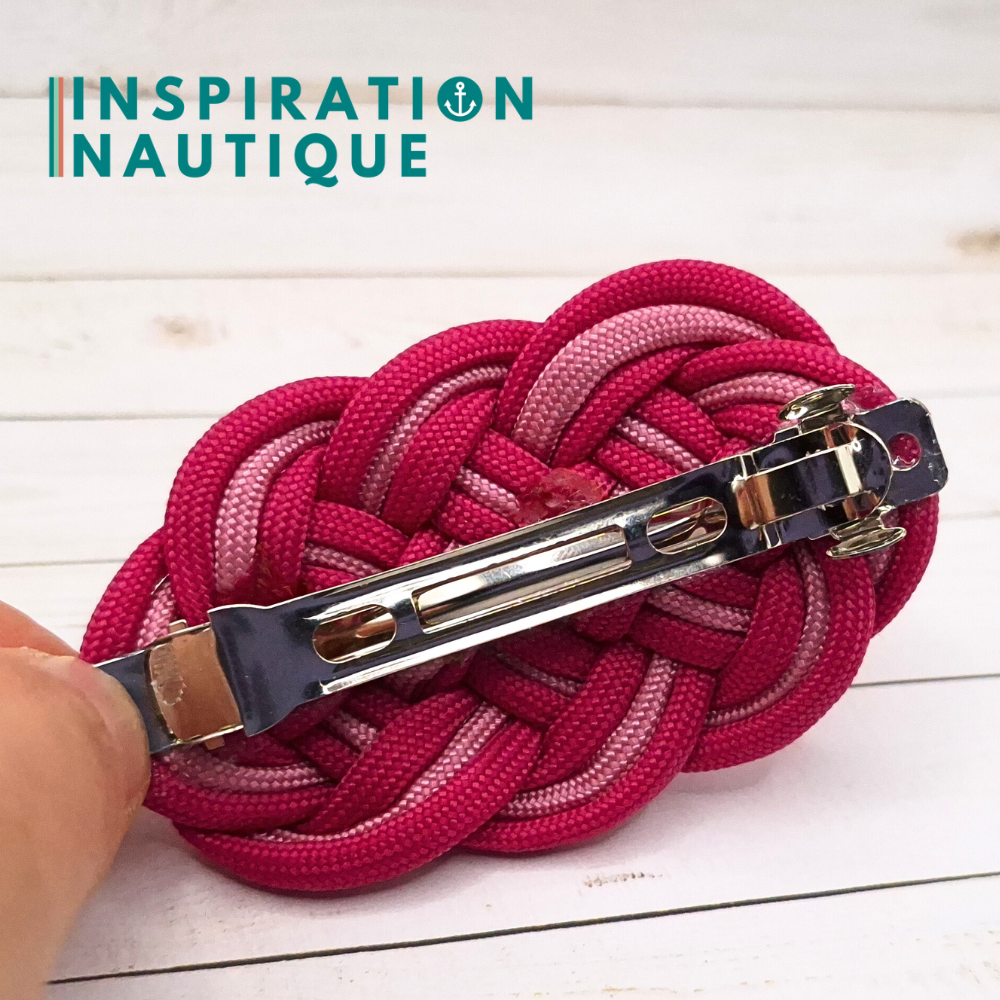 Barrette au style marin composée d'une baderne en paracorde 550, Fuchsia et rose lavande