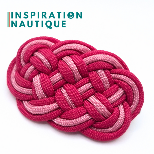 Barrette au style marin composée d'une baderne en paracorde 550, Fuchsia et rose lavande