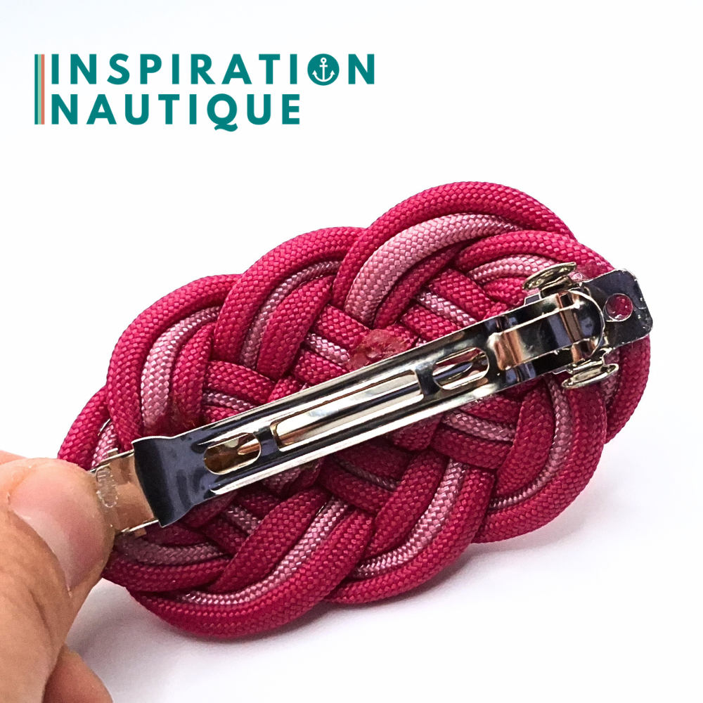 Barrette au style marin composée d'une baderne en paracorde 550, Fuchsia et rose lavande