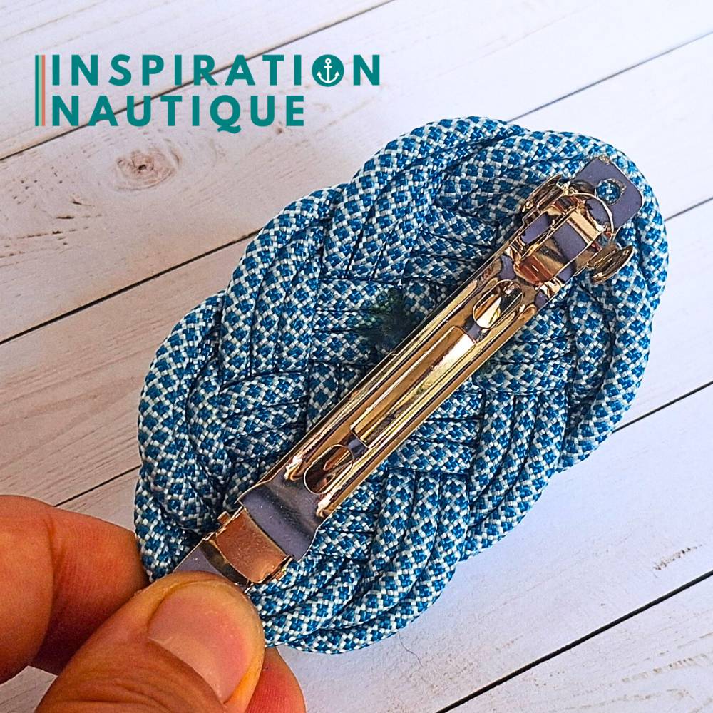 Barrette au style marin composée d'une baderne en paracorde 550, Bleu Caraïbes et blanc diamants