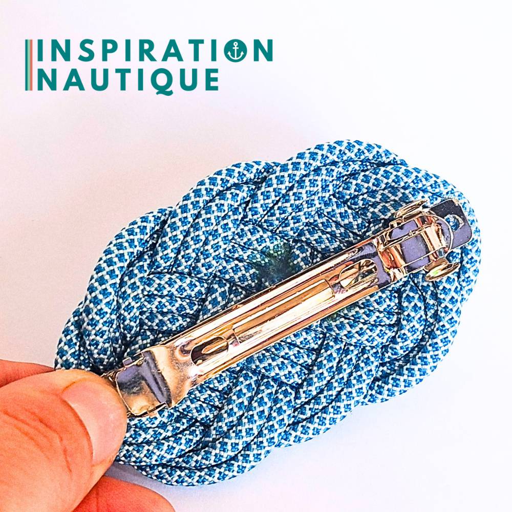 Barrette au style marin composée d'une baderne en paracorde 550, Bleu Caraïbes et blanc diamants