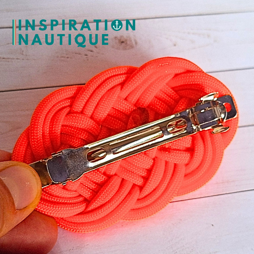 Barrette au style marin composée d'une baderne en paracorde 550, Orange fluo