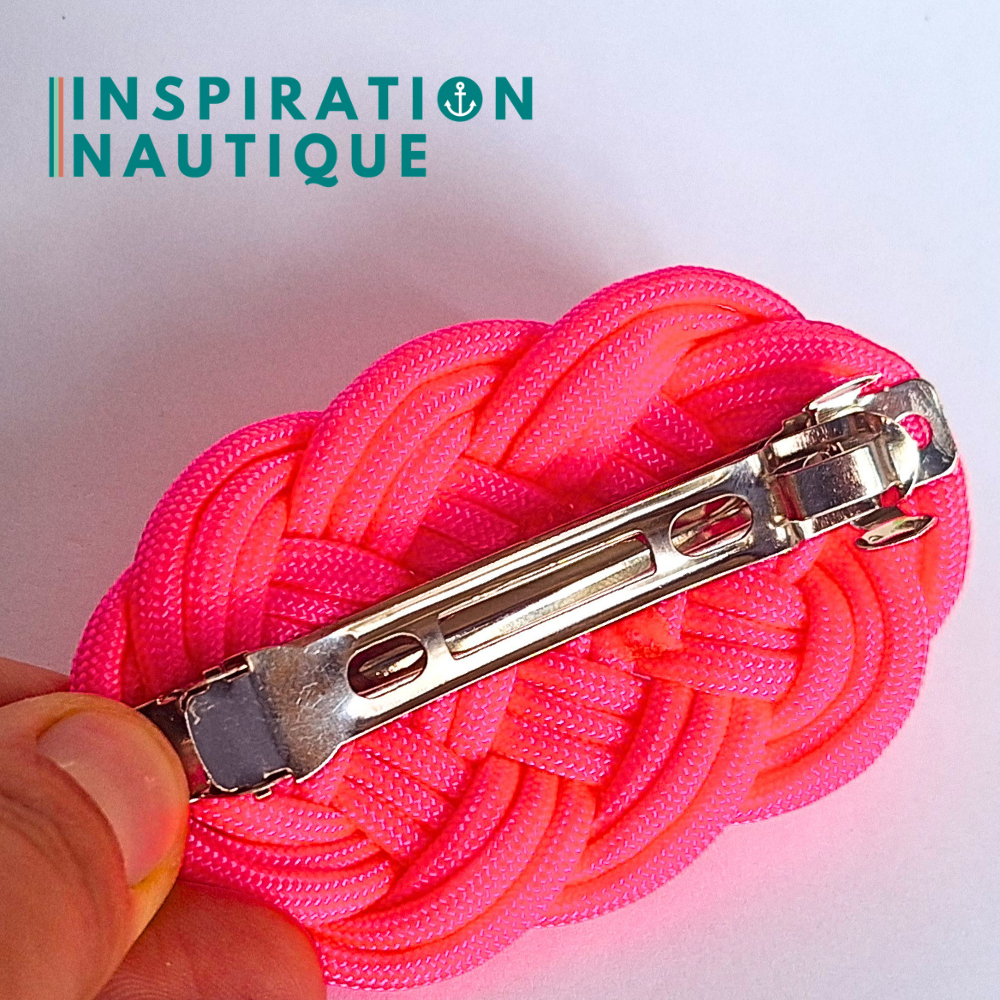 Barrette au style marin composée d'une baderne en paracorde 550, Rose fluo