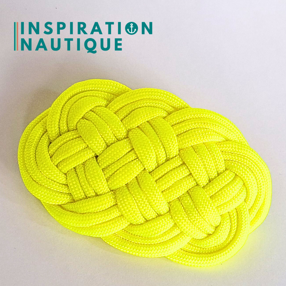 Barrette au style marin composée d'une baderne en paracorde 550, Jaune fluo