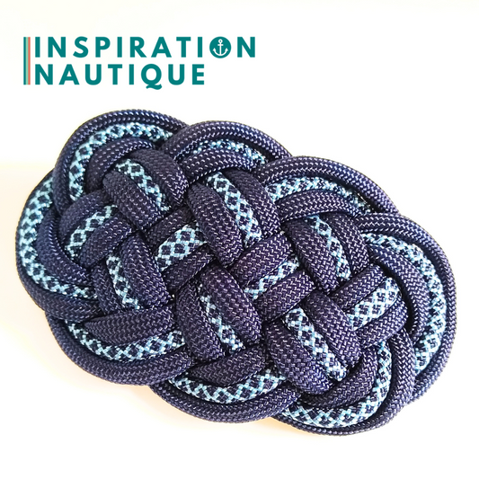 Barrette au style marin composée d'une baderne en paracorde 550, Marine et marine et bleu pâle, diamants