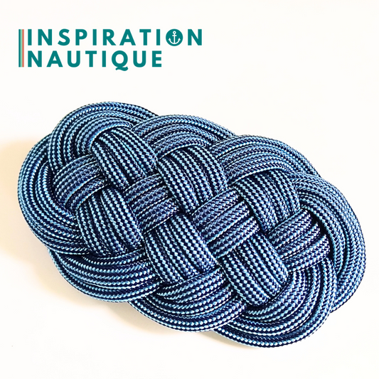 Barrette au style marin composée d'une baderne en paracorde 550, Marine et bleu pâle, ligné