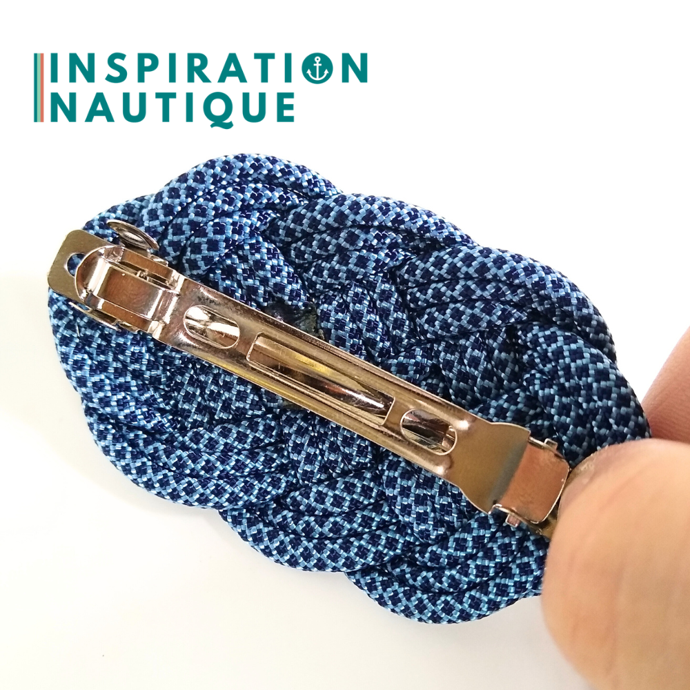 Barrette au style marin composée d'une baderne en paracorde 550, Marine et bleu pâle, diamants