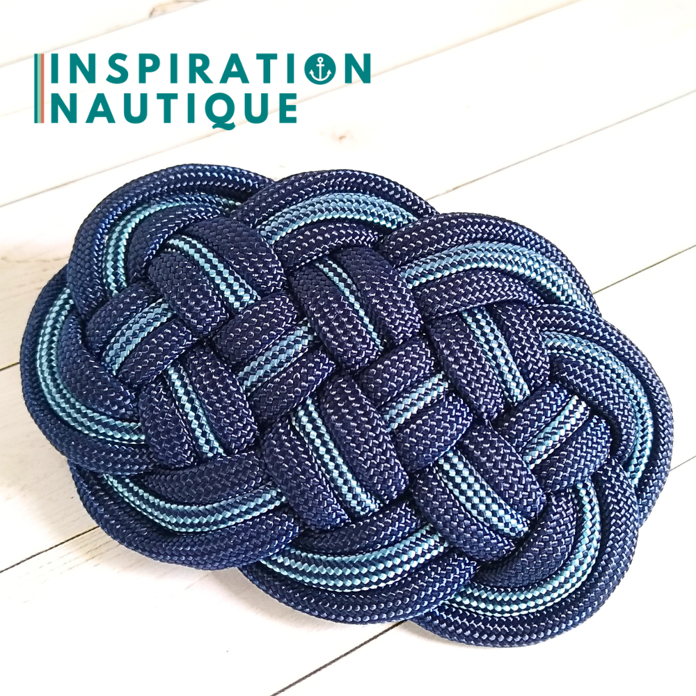 Barrette au style marin composée d'une baderne en paracorde 550, Marine et marine et bleu pâle, ligné