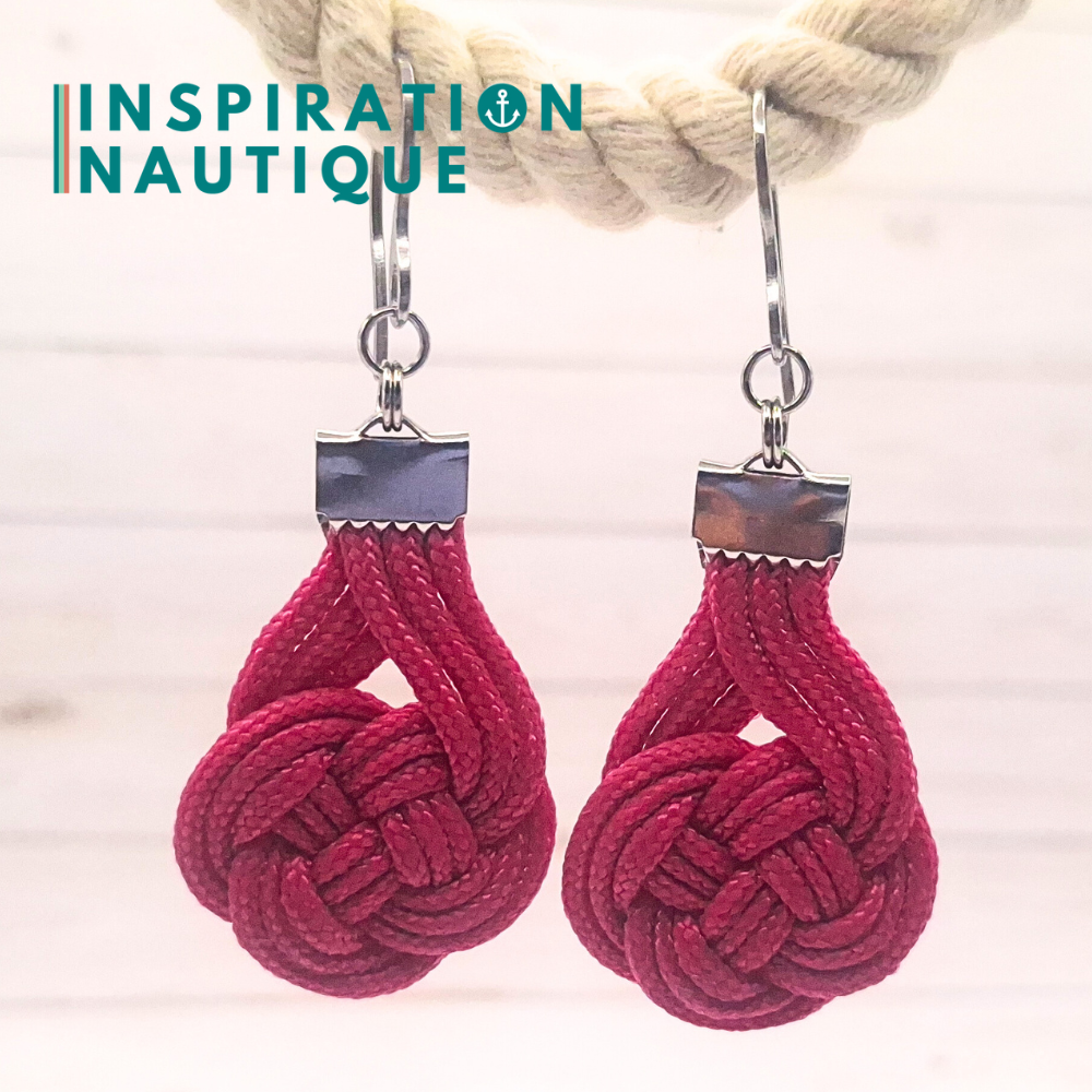 Boucles d'oreilles Double Coin Knot, Fuchsia