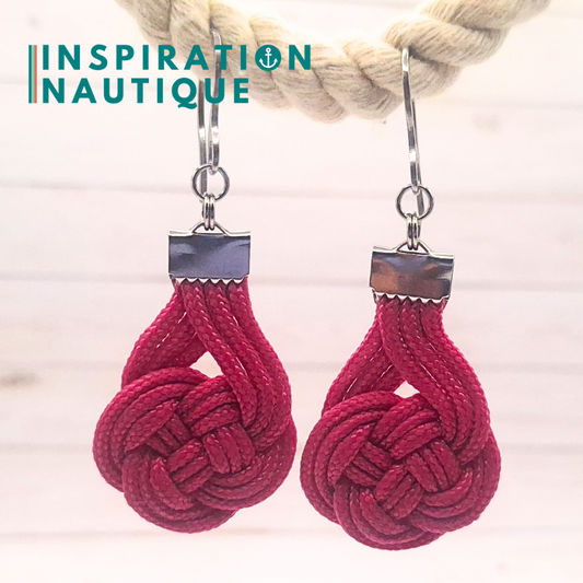 Boucles d'oreilles Double Coin Knot, Fuchsia