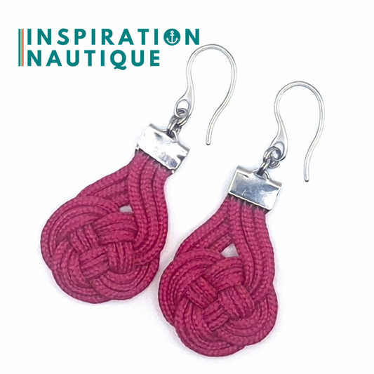 Boucles d'oreilles Double Coin Knot, Fuchsia