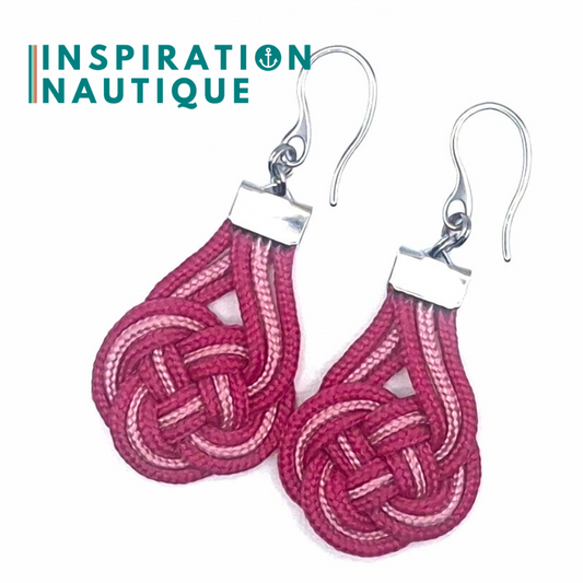 Boucles d'oreilles Double Coin Knot, Fuchsia et lavande rose