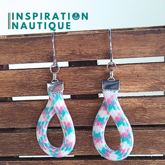 Boucles d'oreilles Goutte, Turquoise, rose et blanc